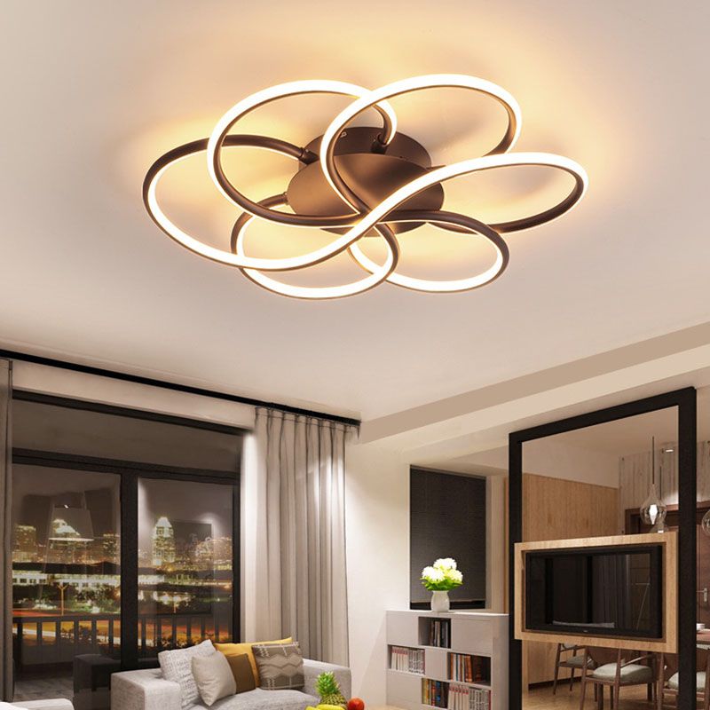 Nordic LED Ceiling Flush Mount Light Flower-Shaped Ceiling Lighting with Metal Shade