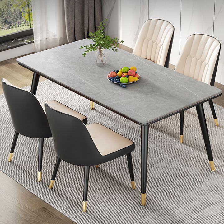 Simple Kitchen Standard Dining Table Sintered Stone Rectangle Dining Table with 4 Legs Base