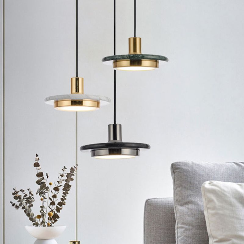 Stone Circle Pendant Lighting Fixture Minimalist LED Hanging Light Kit for Living Room