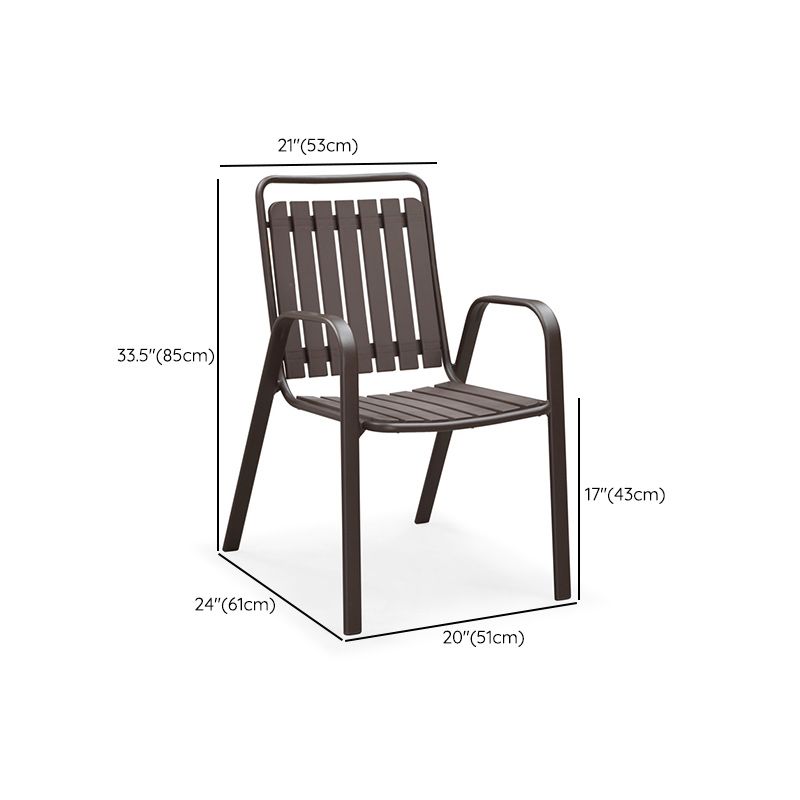 Industrial Dining Chairs in Brown with Steel Base and Plastic Back