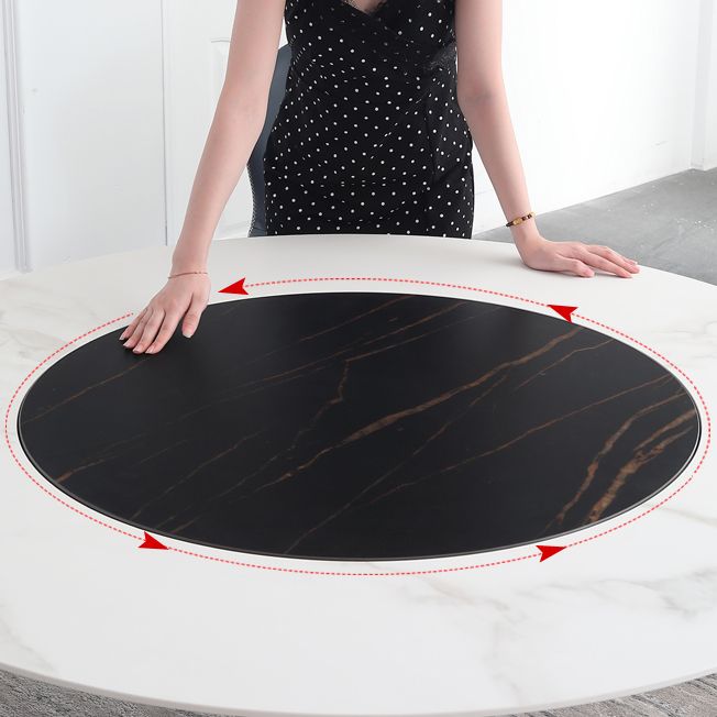 Juego de comedor de forma redonda de estilo moderno muebles de mesa de comedor de piedra sinterizada para restaurante