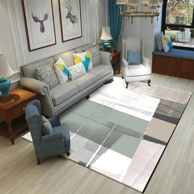 Light Pink Simple Rug Polyester Graphic Rug Non-Slip Backing Rug for Home Decor