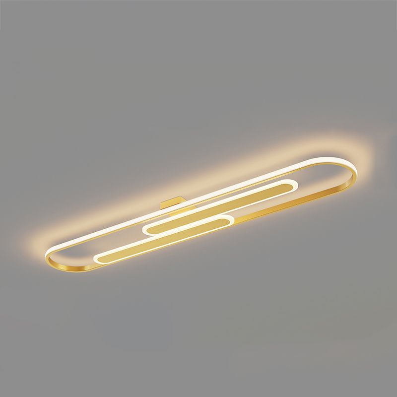 Modern Style Linear Shade Ceiling Light Metal 3 Headed Ceiling Light for Restaurant