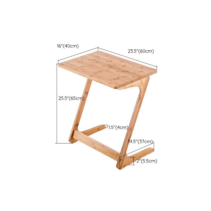 Modern Z-Shaped Wooden End Table 15.7" D Simple Bamboo Side Table