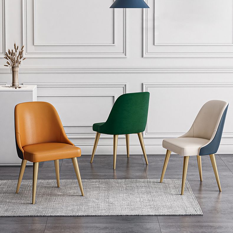Silla de comedor sin brazos con respaldo sólido de diseño escandinavo, sillas de comedor de cuero PU