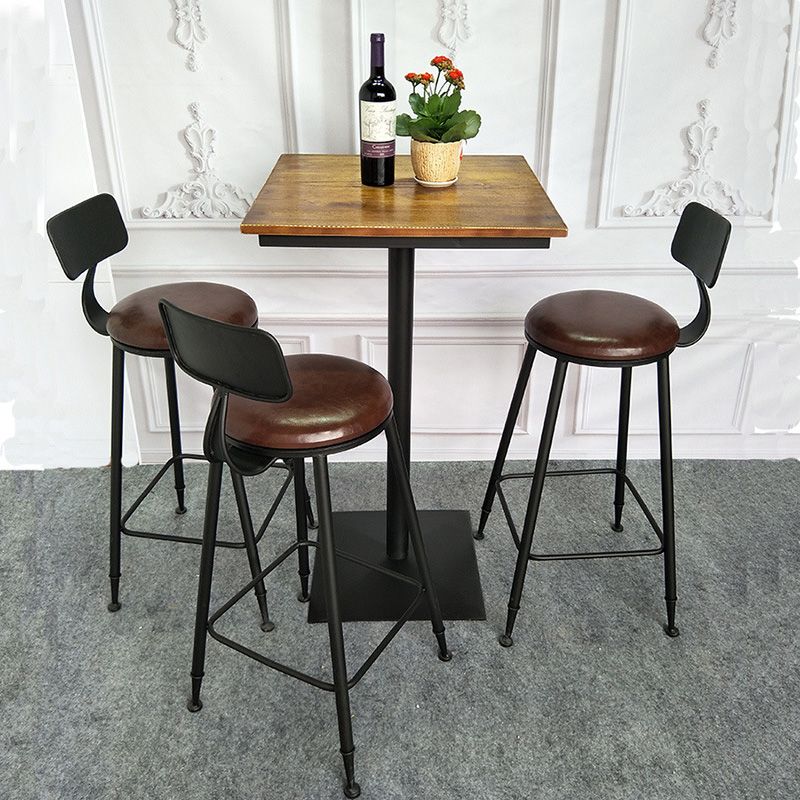 Industrial Style Solid Wood Bar Table Set 1/2/3/4 Pieces Counter Table with High Stools