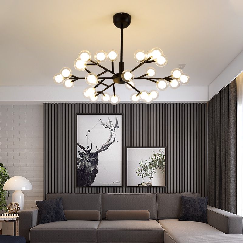 Dual Glass Glowworm Chandelier Light Nordic Style Suspension Pendant Light for Living Room