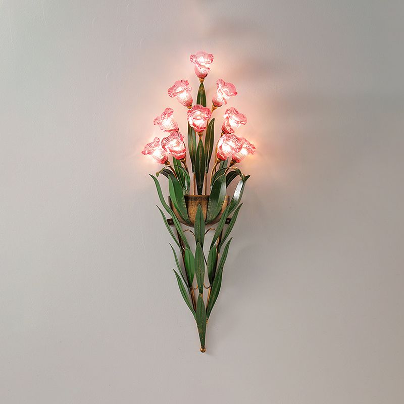 Flower Shape Glass Wall Sconces Modern Multi-Lights Wall Mount Light Fixture