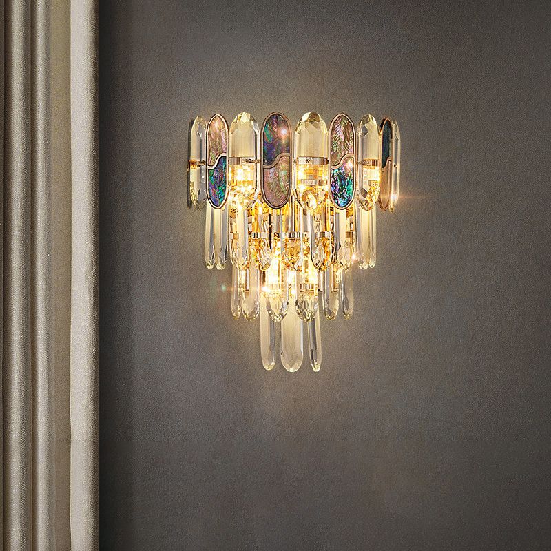 Modern Style Layered Wall Light Crystal 3 Lights Sconces for Bedroom