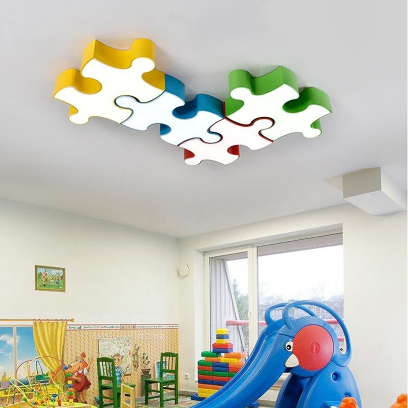 Rompecabezas de luz empotrada en el techo estilo infantil acrílico rojo/amarillo LED empotrado en luz blanca/3 colores