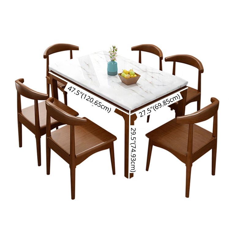 Traditional Style Marble Dining Table with White Rectangle Shape Table for Home Use