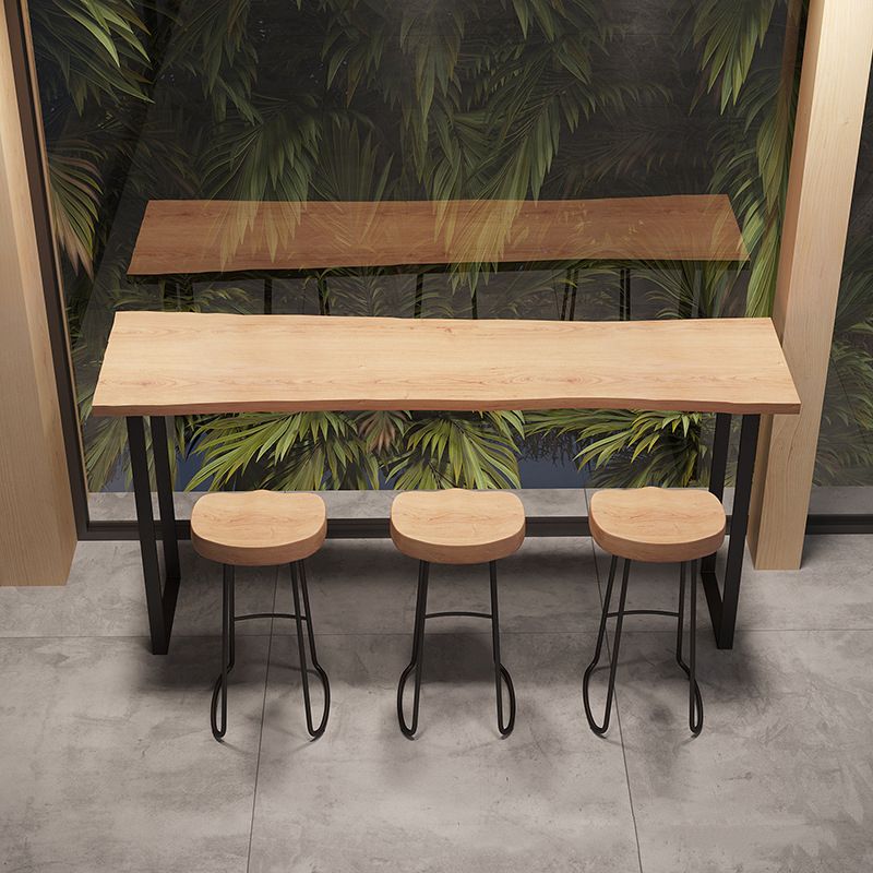 Modern Rectangular Bar Table Set 1/4 Pieces Wooden Counter Table with Backless Stools
