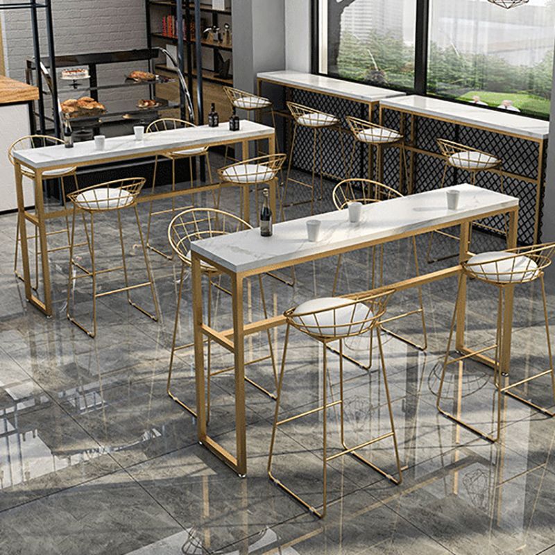 Faux Marble Bar Table Set Glam Style 1/3/5 Pieces Rectangle Counter Table