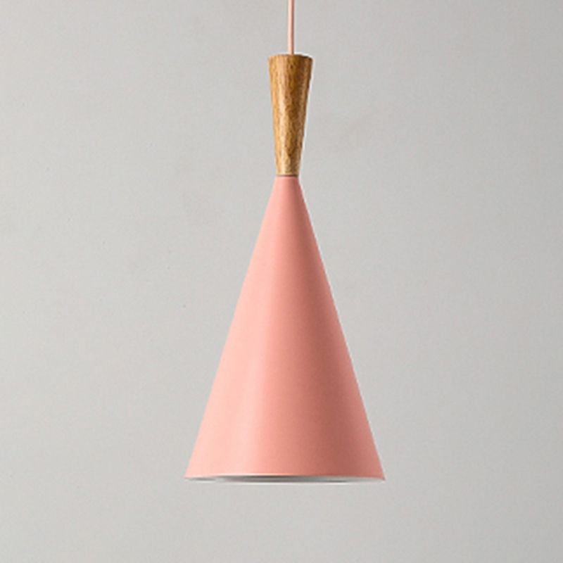 Moderne einfache nordische Hutform -Form Pendell Aluminium 1 Licht in Pink für Esszimmer Wohnzimmer