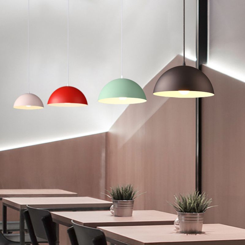 Metal Ribbed Dome Hanging Light 1-Light Nordic minimaliste Style suspendu lampe pour restaurant
