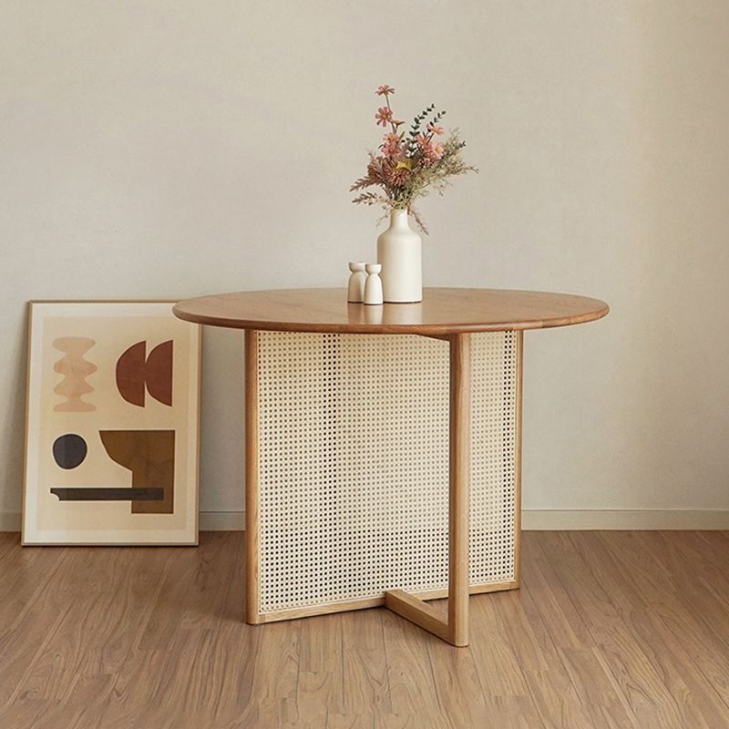 Modern Round Dining Room Table Solid Wood Dining Table for Kitchen