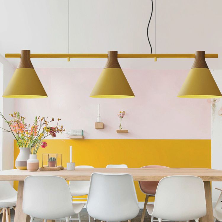 3 Lights Metal Island Pendant Lighting Nordic Style Cone Shade Island Lamps for Dining Table