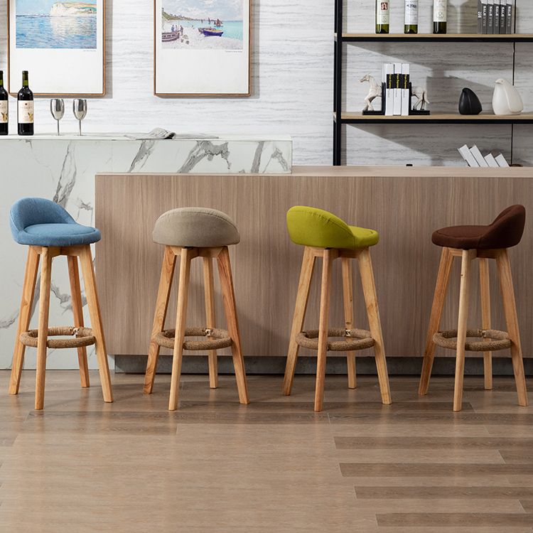 Scandinavian Wood Kitchen Dining Room Armless Stool Low Back Bar Stool