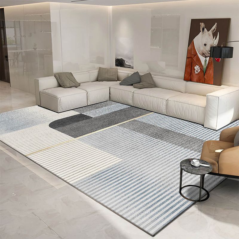 Rectangle Shape Rug Living Room Light Luxury Carpet Polyester Washable Area Rug