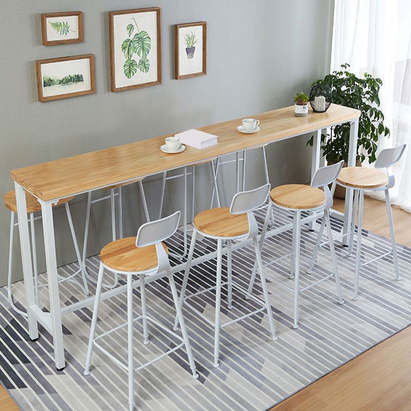 Industrial Style Rectangle Bar Table Solid Wood Fixed Bistro Bar Desk