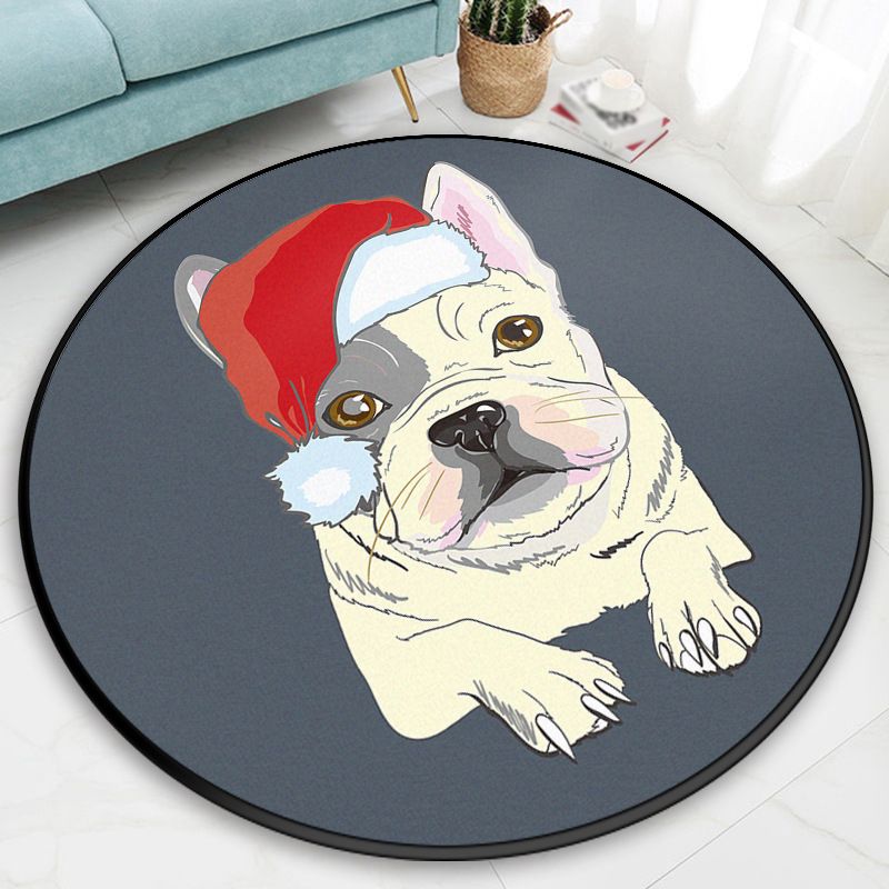 Creative Modern Round Rug Lovely Animal Pattern Carpet Friendly Washable Carpet for Living Room