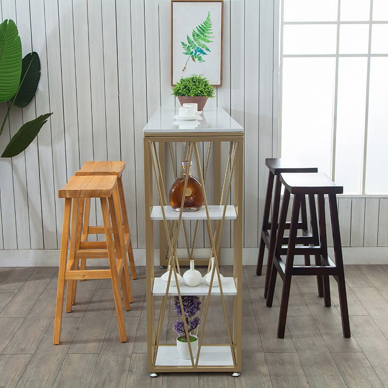 Faux Marble Bar Table Set 1/2/5 Pieces Rectangle Counter Table with Backless Stools