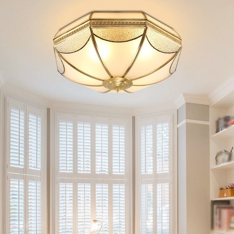 Brass Shaded Flush Mount Ceiling Light Vintage Glass Flush Ceiling Light Fixture