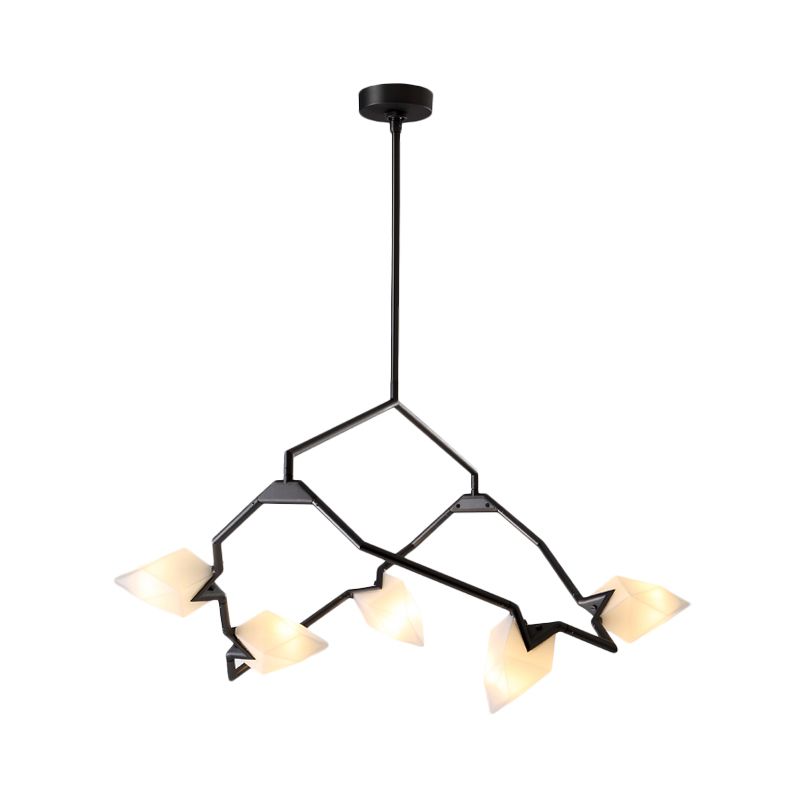 5/8 Lichter Esszimmer Kronleuchterlampe mit verzweigtem Design Kunststoff Schatten moderner Stil Schwarz/Gold Deckenbeleuchtung