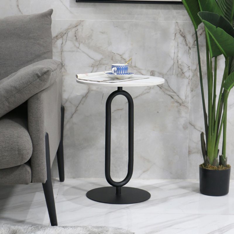 Modern Round Stone Top End Table 21.6"Tall Pedestal Side Table