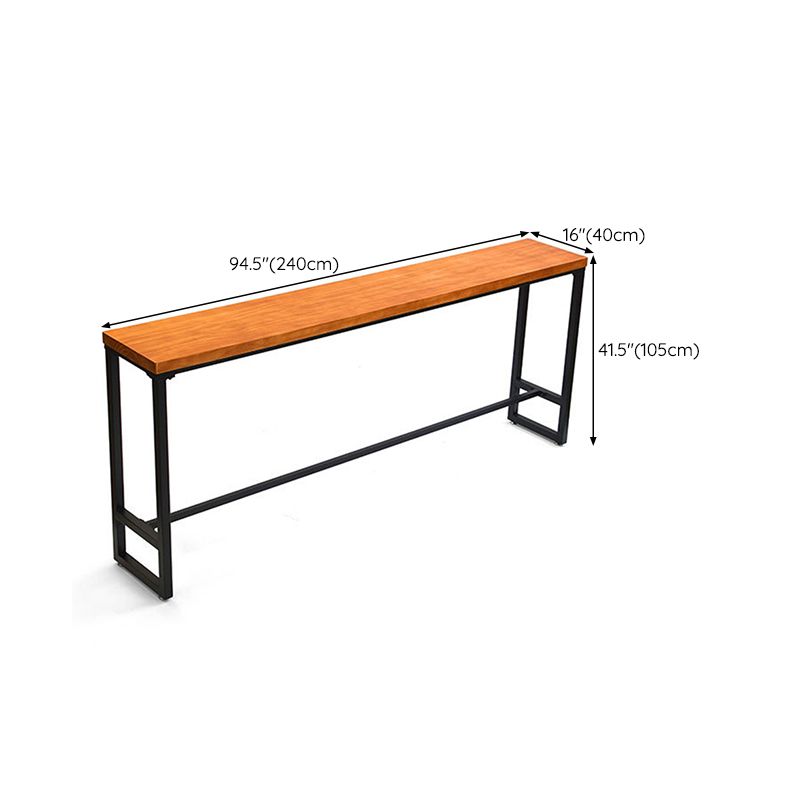 Industrial Bar Table Solid Wood Bar Height Rectangle Pub Table for Breakroom