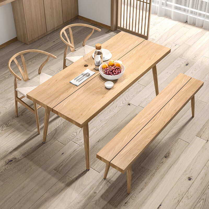 Modern 1/2/4 Pieces Beige Dinette Set Ash Wood Rectangle Dining Table Set