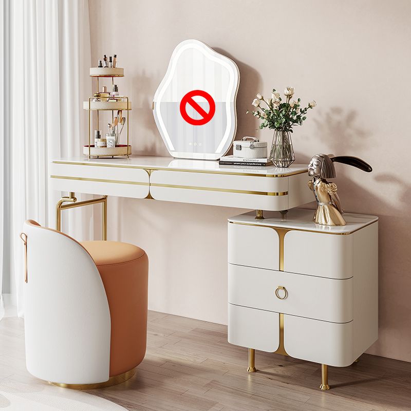 Wooden Vanity Dressing Table Set Glam Slate Top Makeup Vanity Set