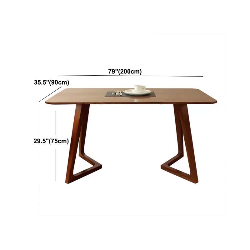 Rectangle Double Pedestal Modern Dining Table Pine Solid Wood Fixed Table