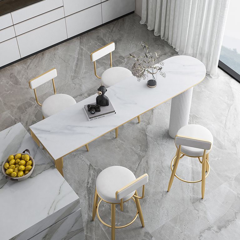 Modern Marble Bar Table with Specialty Table Top Double Pedestal Table- 41.3" H
