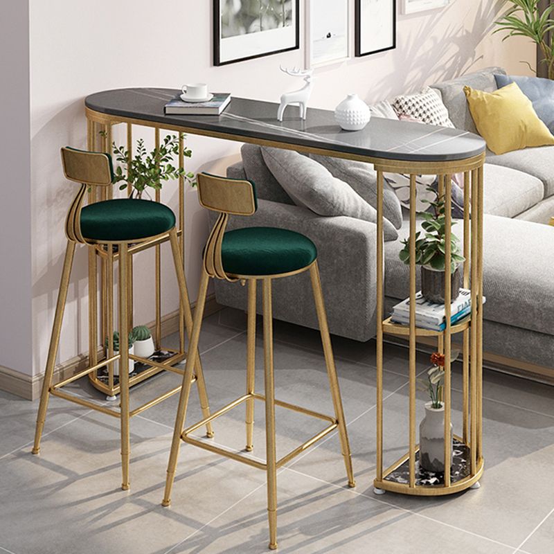 Low Back Dining Stools Round Upholstered Bar Stools with Footrest