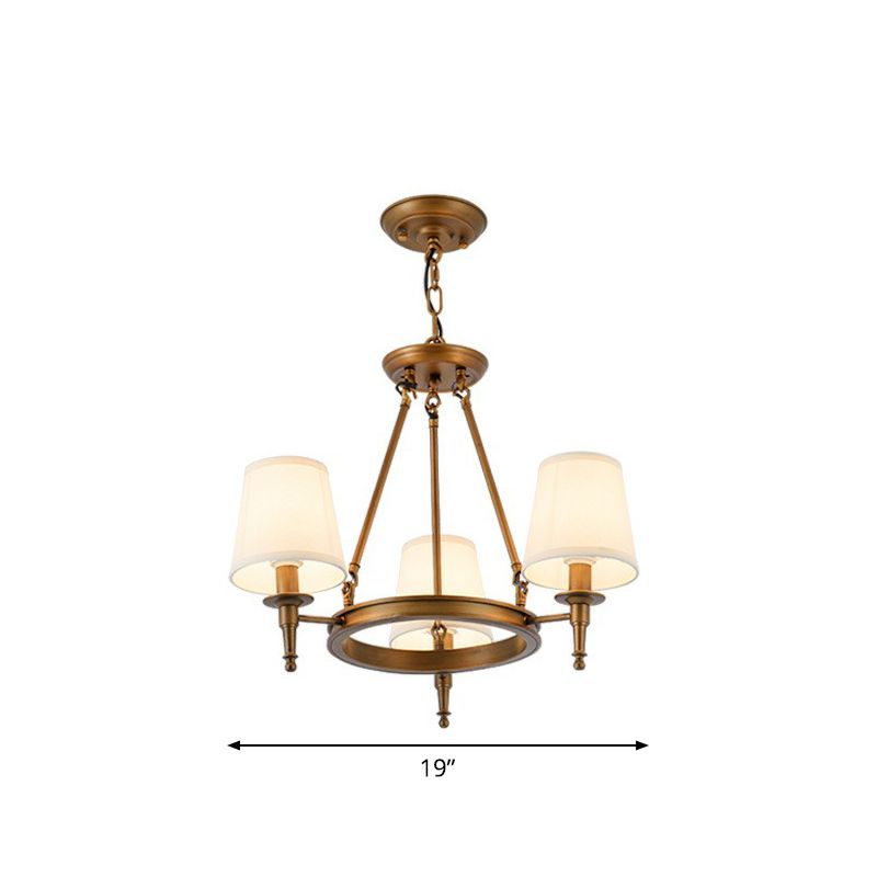 Tapered Ceiling Suspension Lamp Simplicity Fabric Chandelier Lighting for Living Room