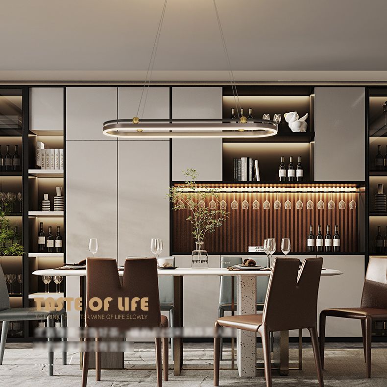 Dining Room Modern Island Light Fixture LED Linear Aluminum Pendant Light