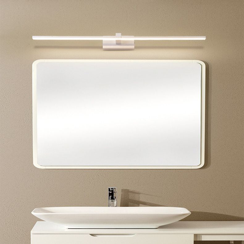 Luci da parete dello specchio da sfumatura lineare in metallo moderno 1 Fun a supporto per la parete della testa in bianco