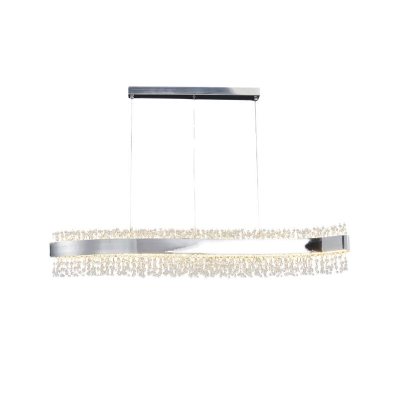 LED Dining Pendant Light Modern Simple Stainless Steel Crystal Hanging Lamp Fixture
