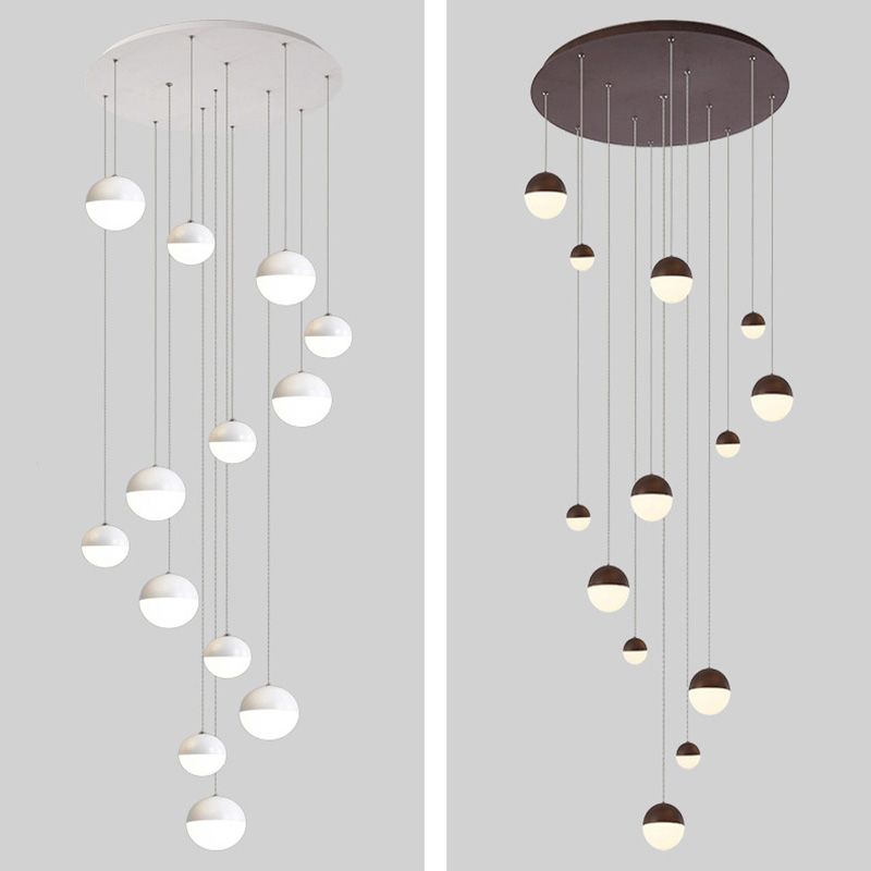 Modern Ball Shape Pendant Glass Multiple Hanging Ceiling Light for Spiral Stair
