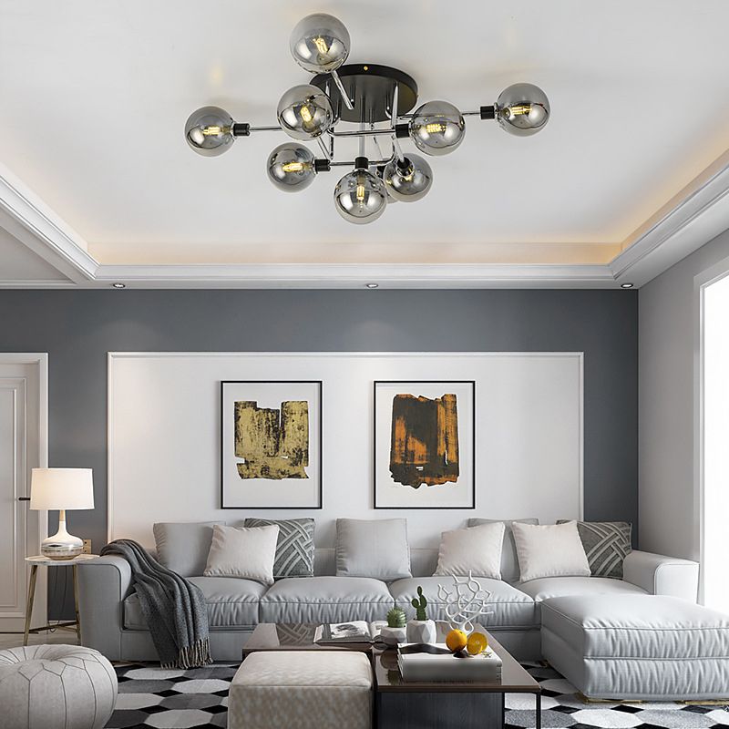 Forma de bola de vidrio al ras del techo de techo moderna luces múltiples iluminación de montaje al ras de color