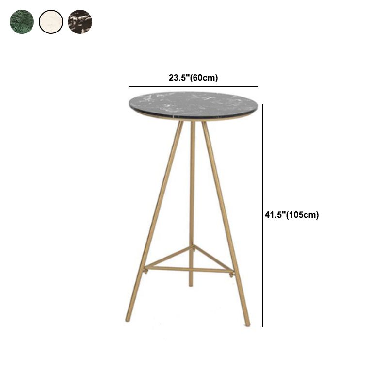 1/3 Pieces Glam Iron Bar Table Set Round Bistro Set with White Faux Marble Top