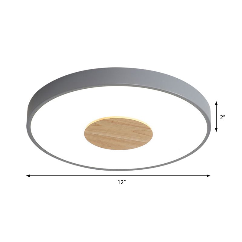 Round Flush Mount Ceiling Light Nordic Iron 1 Head Pink/Blue/White Lighting Fixture for Bedroom, 12"/16"/19.5" Width