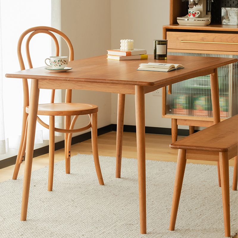 Modern Rectangular Solid Wood Tabletop Dining Table with 4 Legs