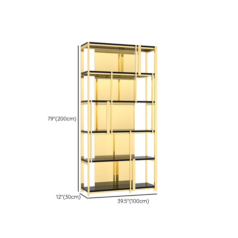 Gold Closed Back Bookshelf Glam Standard Engineered Wood Bookcase