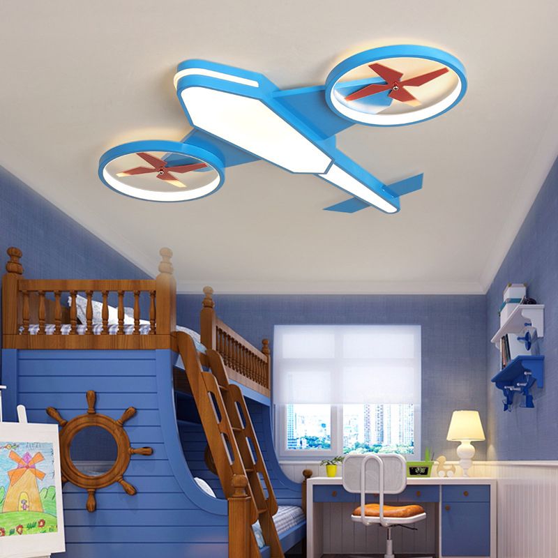 Soporte de techo de LED para niños de montaje de dormitorio para niños de aeronaves con difusor de acrílico