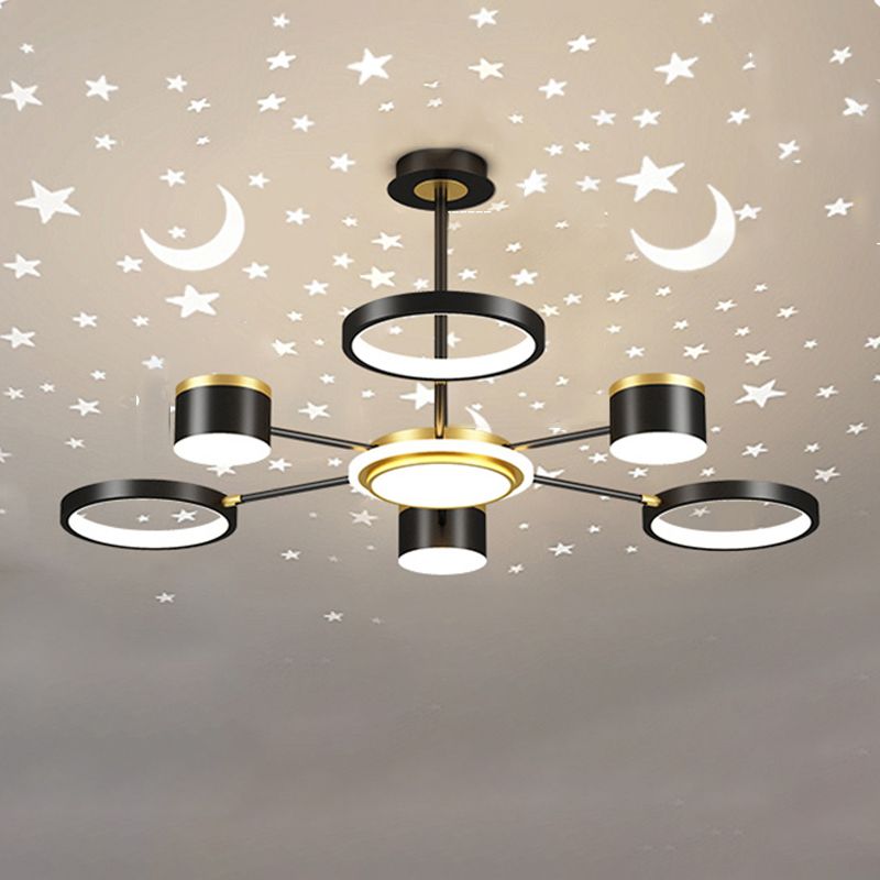 LED Simple Chandelier Lamp Multi Lights Round Shape Hanging Pendant Light for Living Room