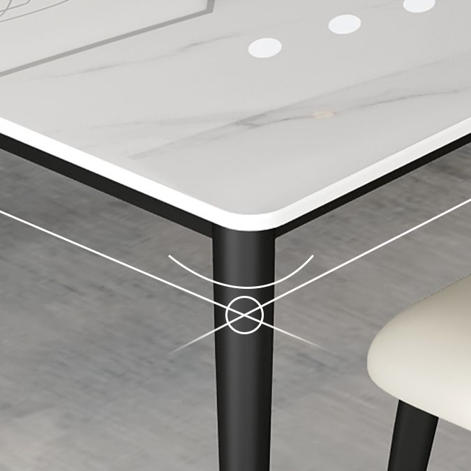Mesa blanca industrial para restaurante Mesa de comedor rectangular con 4 patas de metal