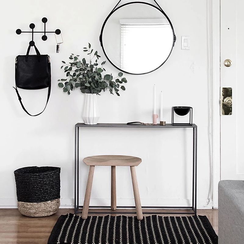 11.8 Inch Wide Console Table Contemporary Metal Rectangle End Table