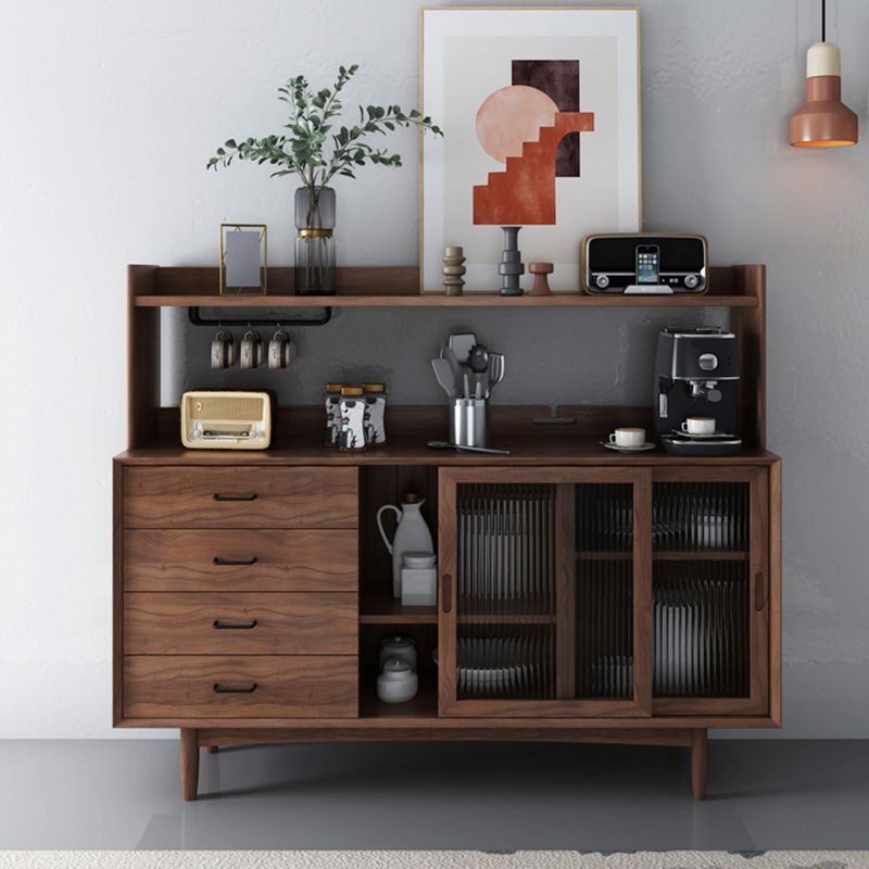 Modern Dining Hutch Pine Buffet Cabinet with Drawers for Dining Room